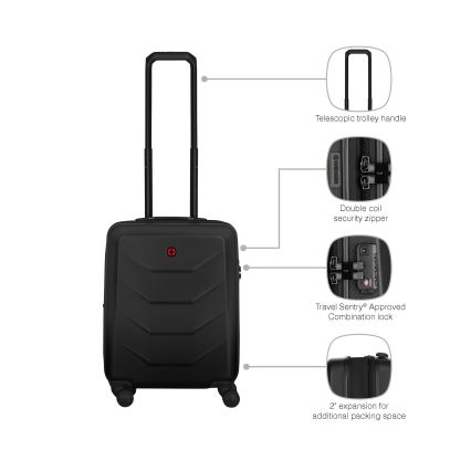 Wenger - Travel suitcase on wheels 36 l Prymo black