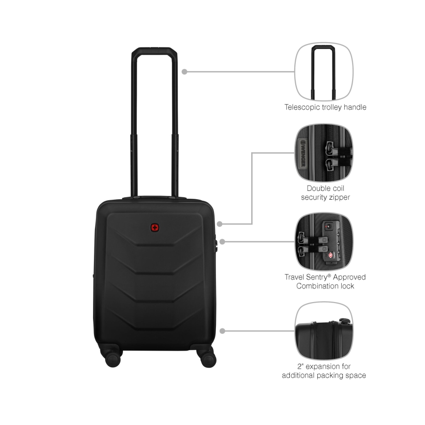 Wenger - Travel suitcase on wheels 36 l Prymo black
