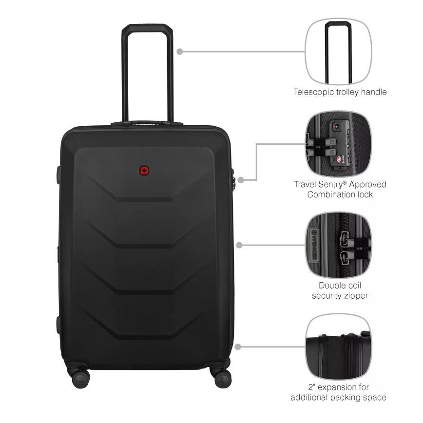 Wenger - Travel suitcase on wheels 93 l Prymo black