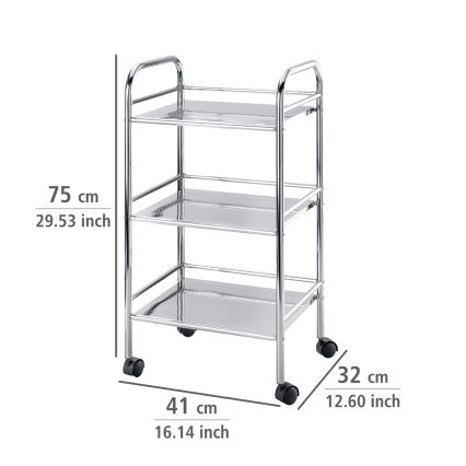 WENKO 12285100 - EXCLUSIVE Trolley 41x75 cm, Polished Chrome