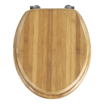 WENKO 144726100 - Toilet Seat BAMBOO 34x41 cm brown/silver