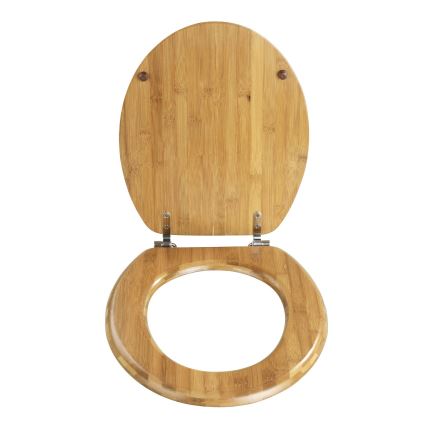WENKO 144726100 - Toilet Seat BAMBOO 34x41 cm brown/silver