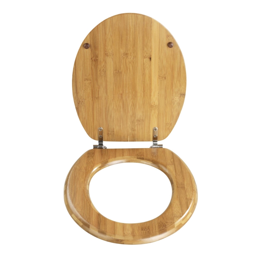 WENKO 144726100 - Toilet Seat BAMBOO 34x41 cm brown/silver
