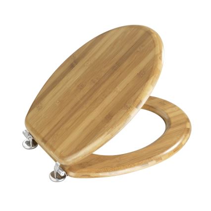 WENKO 144726100 - Toilet Seat BAMBOO 34x41 cm brown/silver