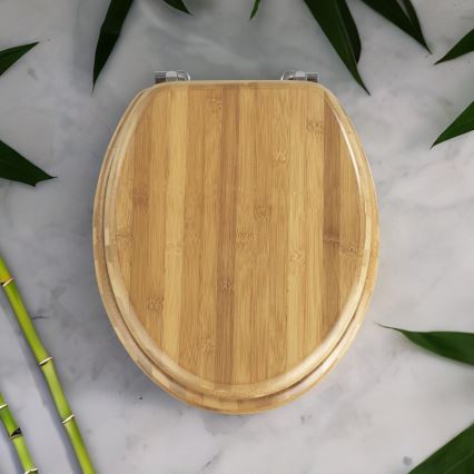 WENKO 144726100 - Toilet Seat BAMBOO 34x41 cm brown/silver