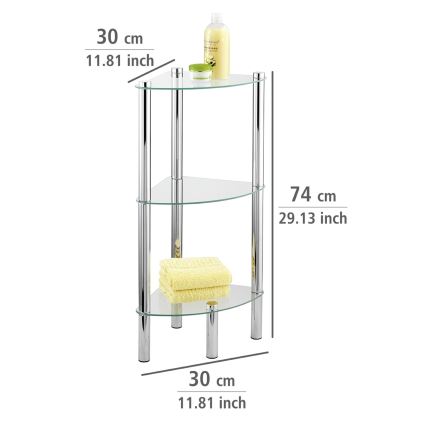 WENKO 15850100 - YAGO Shelf 30x74 cm, stainless steel/silver/clear