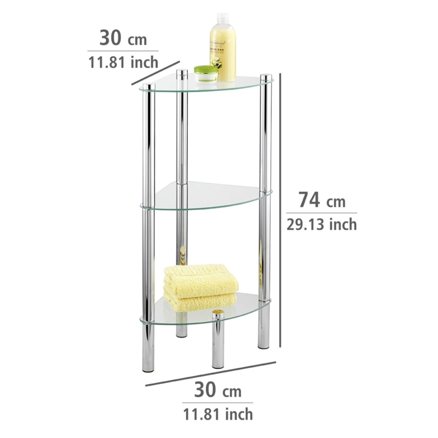 WENKO 15850100 - YAGO Shelf 30x74 cm, stainless steel/silver/clear