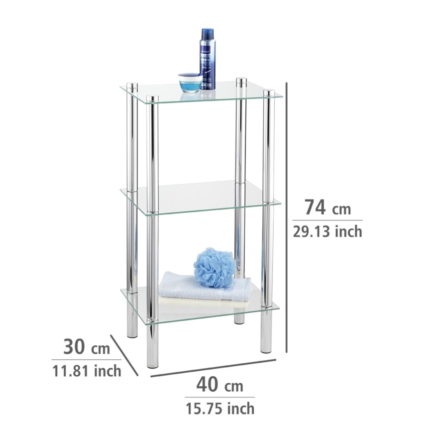 WENKO 15851100 - YAGO Shelf 40 x 74 cm, Silver/Clear