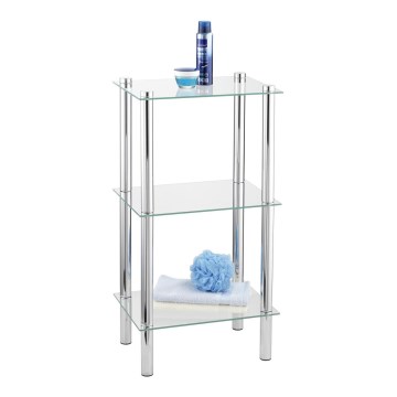 WENKO 15851100 - YAGO Shelving Unit 40 x 74 cm, Silver/Clear