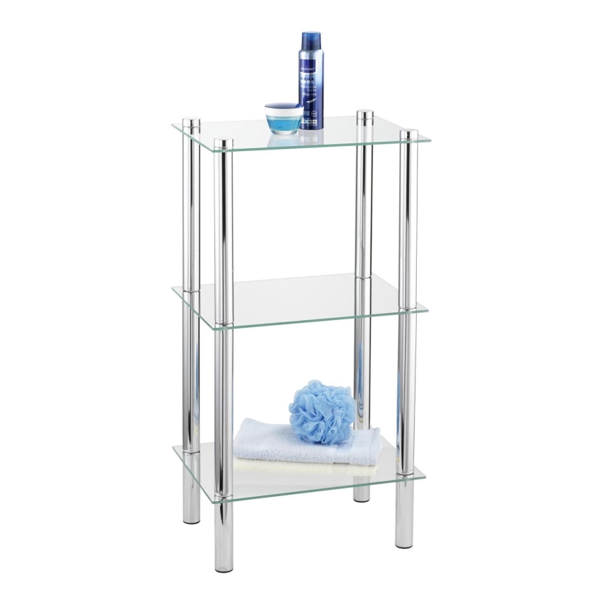 WENKO 15851100 - YAGO Shelving Unit 40 x 74 cm, Silver/Clear