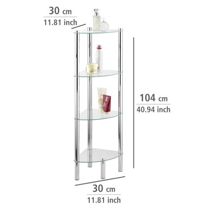 WENKO 15852100 - YAGO Shelf 30x104 cm stainless steel/silver/clear