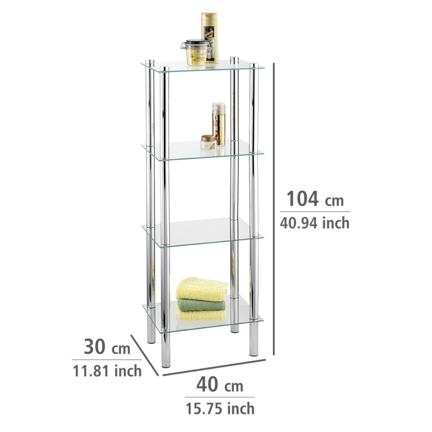 WENKO 15853100 - YAGO Shelf Unit 40x104 cm stainless steel/silver/clear