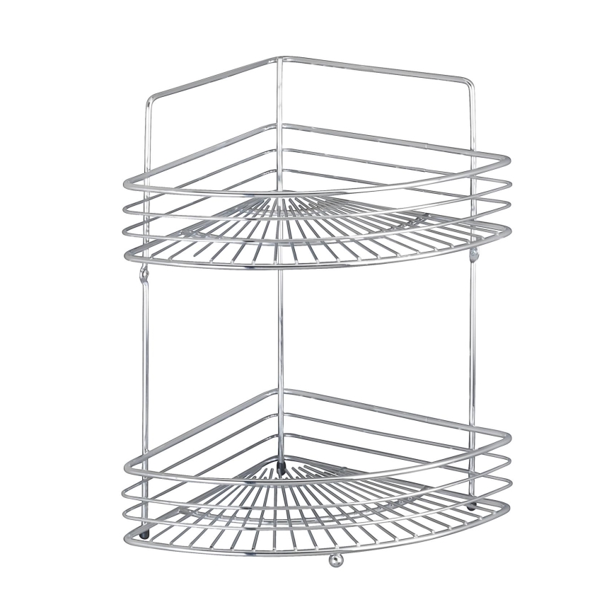WENKO 16821100 - MILANO Corner Shelf 31.5 x 37 cm, Glossy Chrome