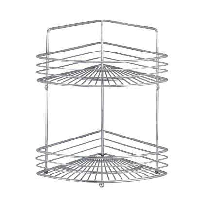 WENKO 16821100 - MILANO Corner Shelf 31.5 x 37 cm, Glossy Chrome