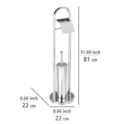 WENKO 16993100 - VASTO Toilet Brush Set 22 x 81 cm, stainless steel/silver
