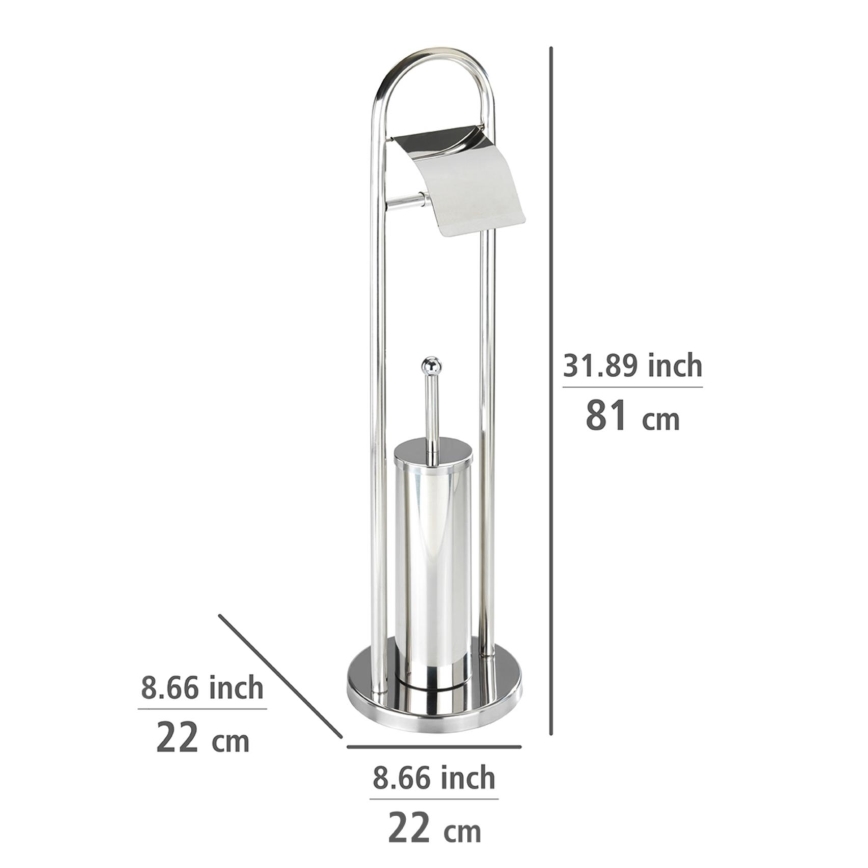 WENKO 16993100 - VASTO Toilet Brush Set 22 x 81 cm, stainless steel/silver