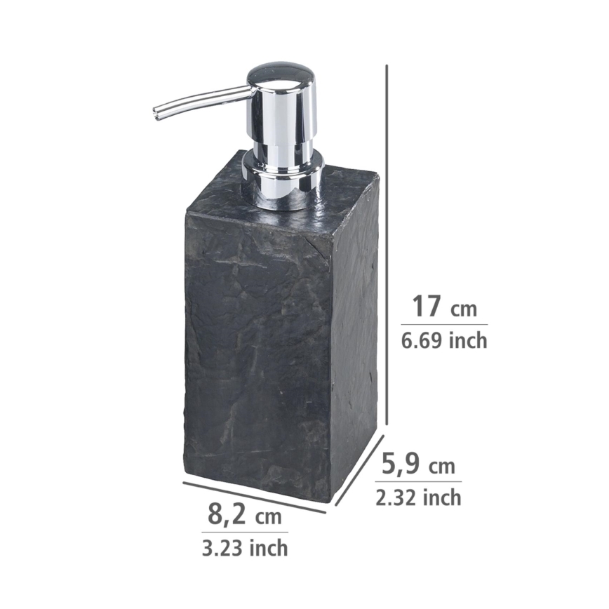 WENKO 17921100 - SLATE ROCK 250 ml Soap Dispenser, Anthracite
