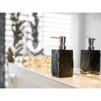 WENKO 17921100 - SLATE ROCK 250 ml Soap Dispenser, Anthracite