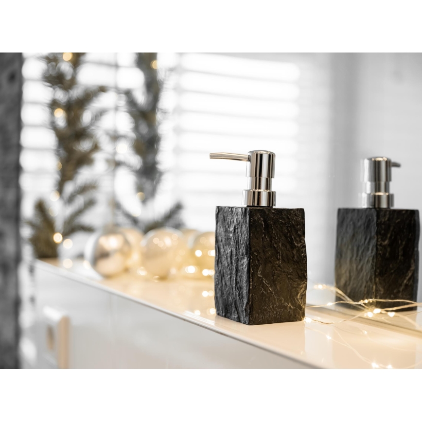 WENKO 17921100 - SLATE ROCK 250 ml Soap Dispenser, Anthracite