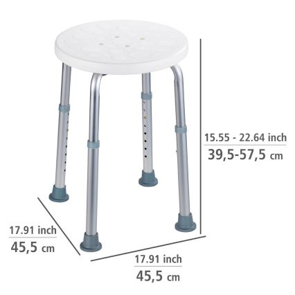 WENKO 1792921100 - SECURA Stool 45.5 x 45.5 cm White/Silver/Grey