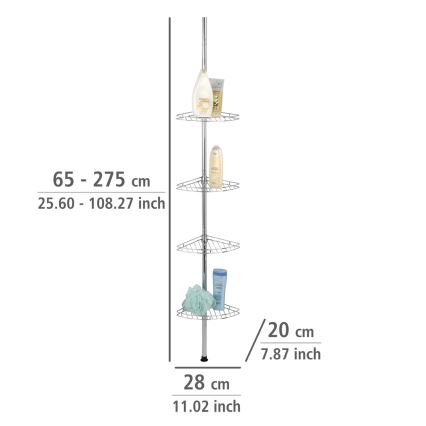 WENKO 18596100 - PREA Corner Unit 28 x 200 cm, stainless steel / polished chrome
