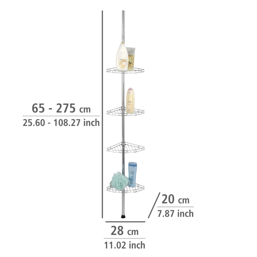 WENKO 18596100 - PREA Corner Unit 28 x 200 cm, stainless steel / polished chrome