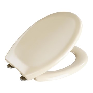 WENKO 18760100-WC OTTANA Toilet Seat, 37.5 x 44.5 cm, Beige/Silver