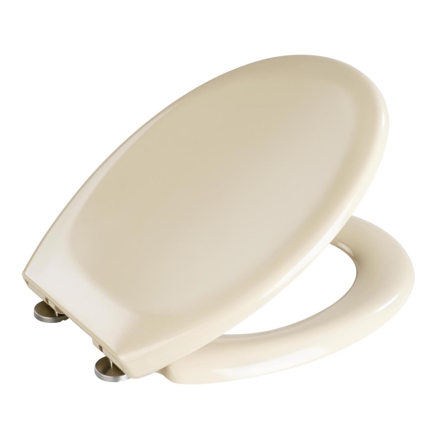 WENKO 18760100-WC OTTANA Toilet Seat, 37.5 x 44.5 cm, Beige/Silver