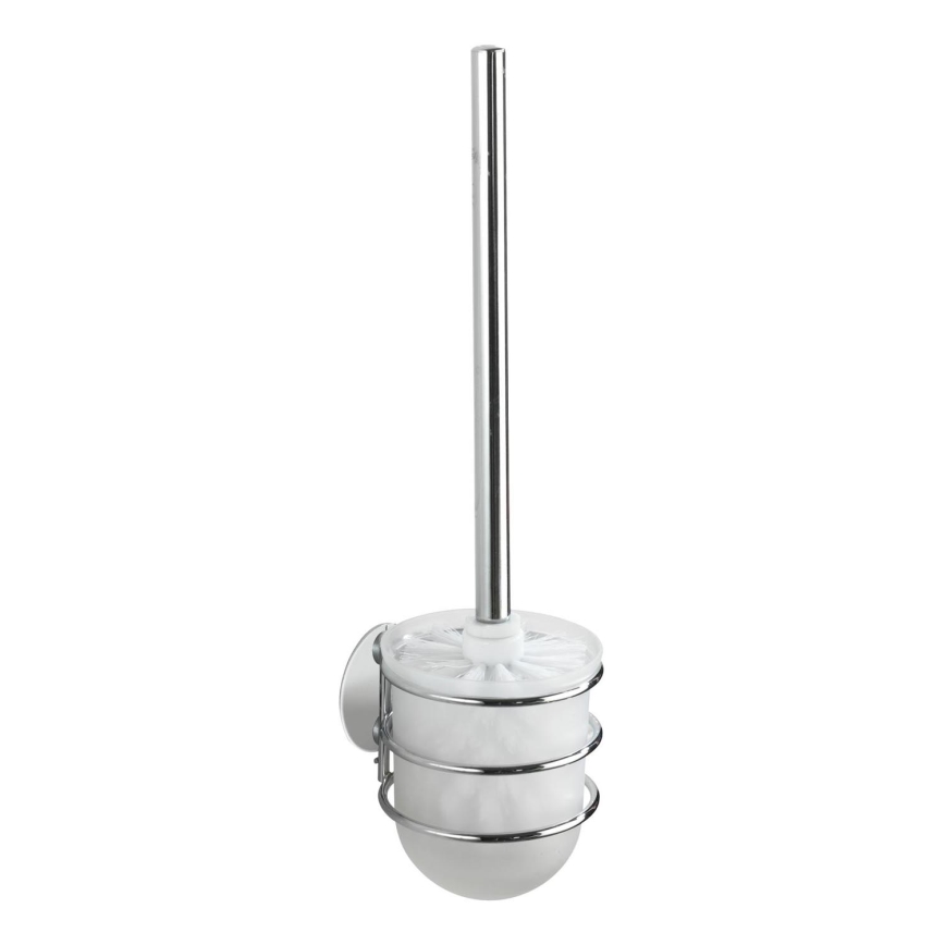 WENKO 18768100 - Toilet set TURBO-LOC ROUND STEEL 10 x 37.5 cm polished chrome/white