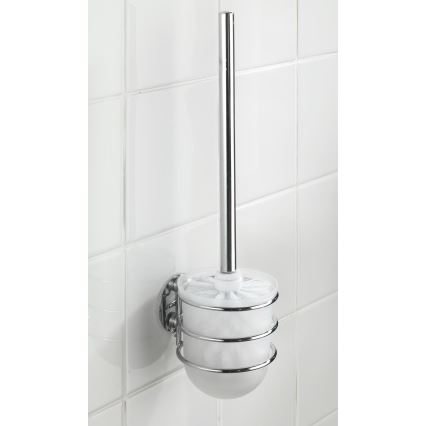 WENKO 18768100 - Toilet set TURBO-LOC ROUND STEEL 10 x 37.5 cm polished chrome/white