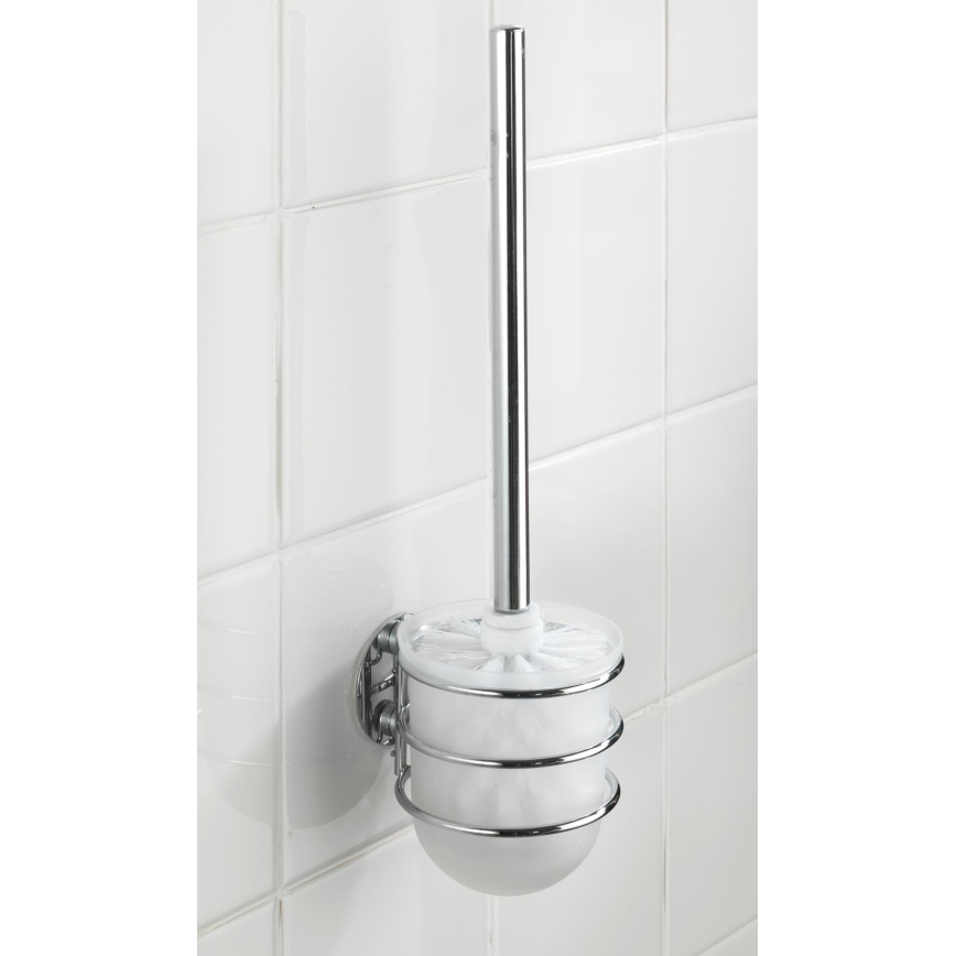 WENKO 18768100 - Toilet set TURBO-LOC ROUND STEEL 10 x 37.5 cm polished chrome/white