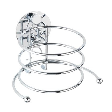 WENKO 18770100 - TURBO-LOC Round Hair Dryer Holder, Steel, 14 x 11.5 cm, Polished Chrome