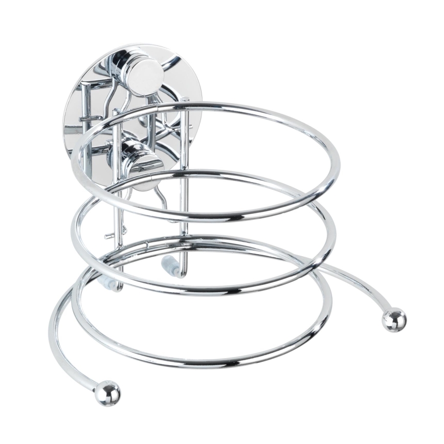 WENKO 18770100 - TURBO-LOC Round Hair Dryer Holder, Steel, 14 x 11.5 cm, Polished Chrome