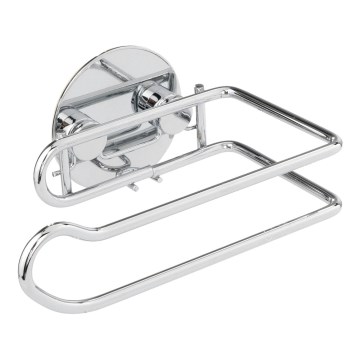 WENKO 18774100 - TURBO-LOC Round Steel Toilet Paper Holder, 14 x 9 cm, Chrome