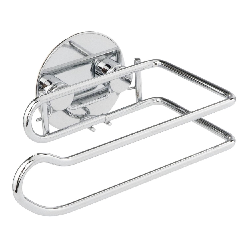 WENKO 18774100 - TURBO-LOC Round Steel Toilet Paper Holder, 14 x 9 cm, Chrome