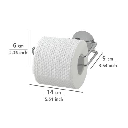 WENKO 18774100 - TURBO-LOC Round Steel Toilet Paper Holder, 14 x 9 cm, Chrome