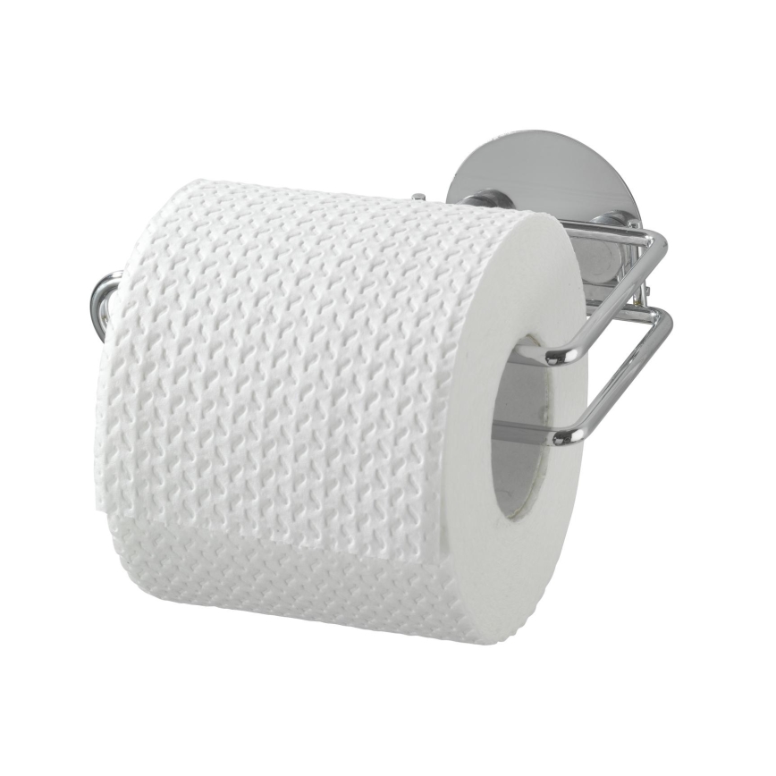 WENKO 18774100 - TURBO-LOC Round Steel Toilet Paper Holder, 14 x 9 cm, Chrome