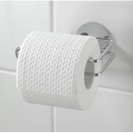 WENKO 18774100 - TURBO-LOC Round Steel Toilet Paper Holder, 14 x 9 cm, Chrome