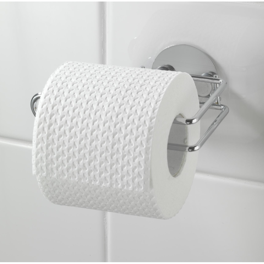 WENKO 18774100 - TURBO-LOC Round Steel Toilet Paper Holder, 14 x 9 cm, Chrome