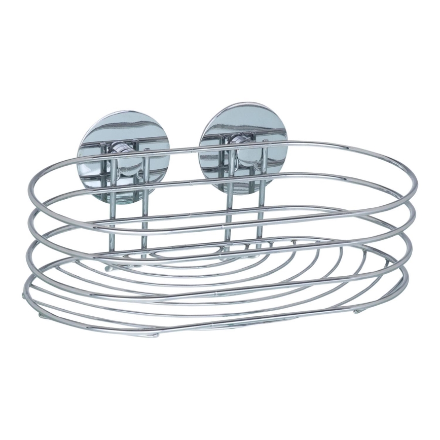 WENKO 18775100 - TURBO-LOC Round Steel Shelf 23.5 x 13.5 cm, polished chrome
