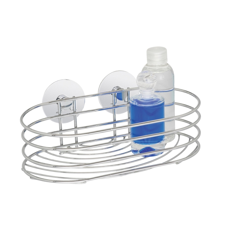 WENKO 18775100 - TURBO-LOC Round Steel Shelf 23.5 x 13.5 cm, polished chrome