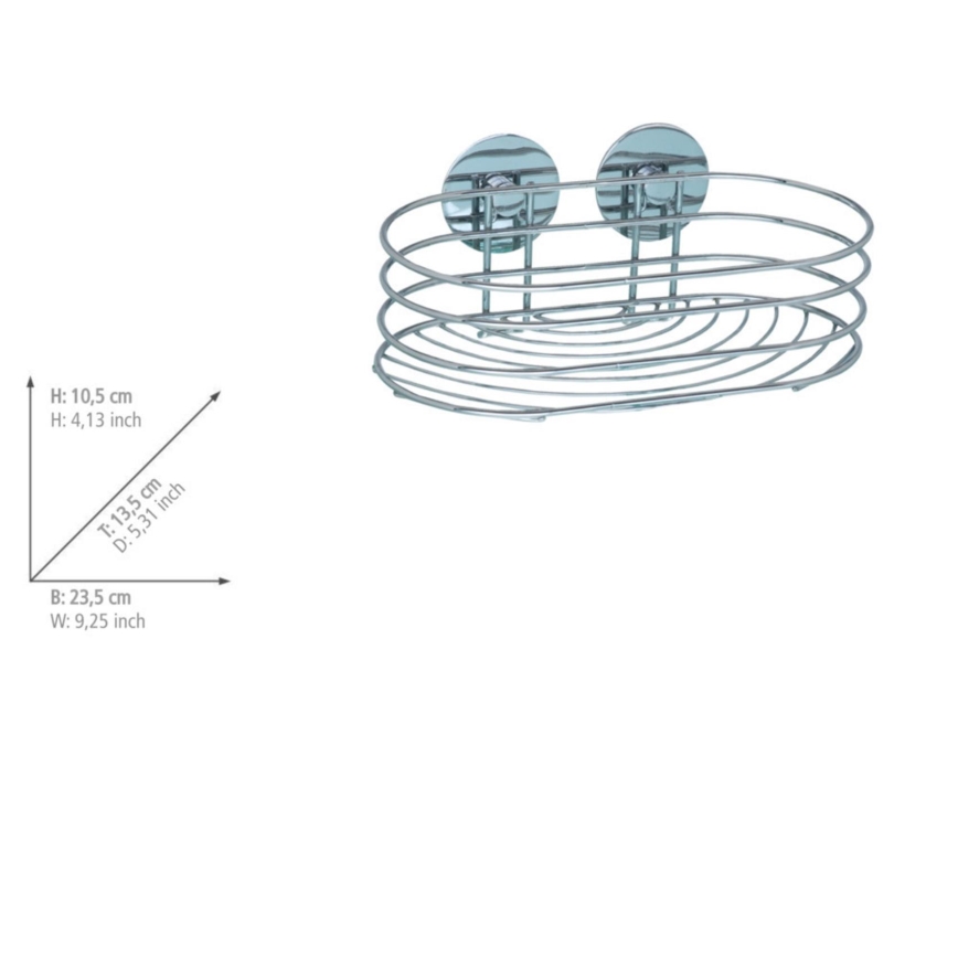 WENKO 18775100 - TURBO-LOC Round Steel Shelf 23.5 x 13.5 cm, polished chrome