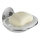 WENKO 18776100 - TURBO-LOC Round Steel Soap Dish 13 x 11 cm, Glossy Chrome/White