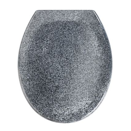 WENKO 18902100-WC OTTANA Toilet Seat, 44.5 x 37.5 cm, Granite/Gray/Silver