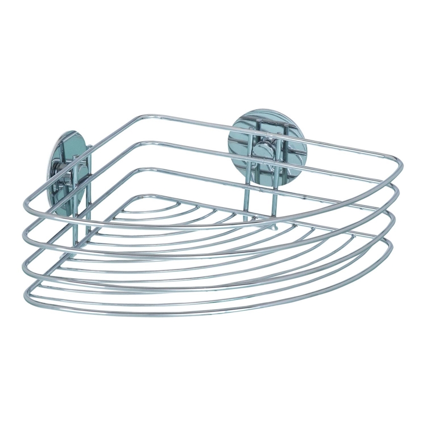 WENKO 18913100-Shelf TURBO-LOC ROUND STEEL 26,5x20 cm glossy chrome