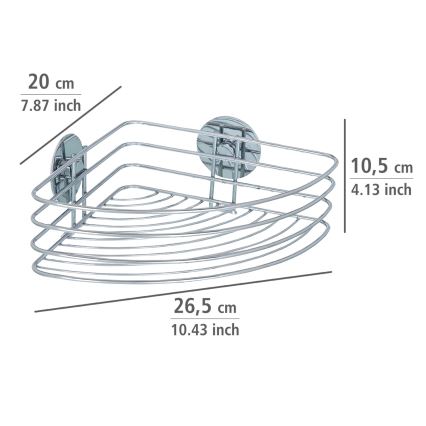 WENKO 18913100-Shelf TURBO-LOC ROUND STEEL 26,5x20 cm glossy chrome