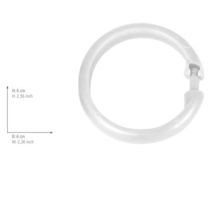 WENKO 19194100 - LYGE Shower Curtain Rings 6x6 cm, White