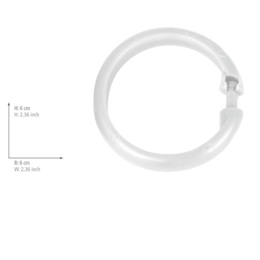WENKO 19194100 - LYGE Shower Curtain Rings 6x6 cm, White