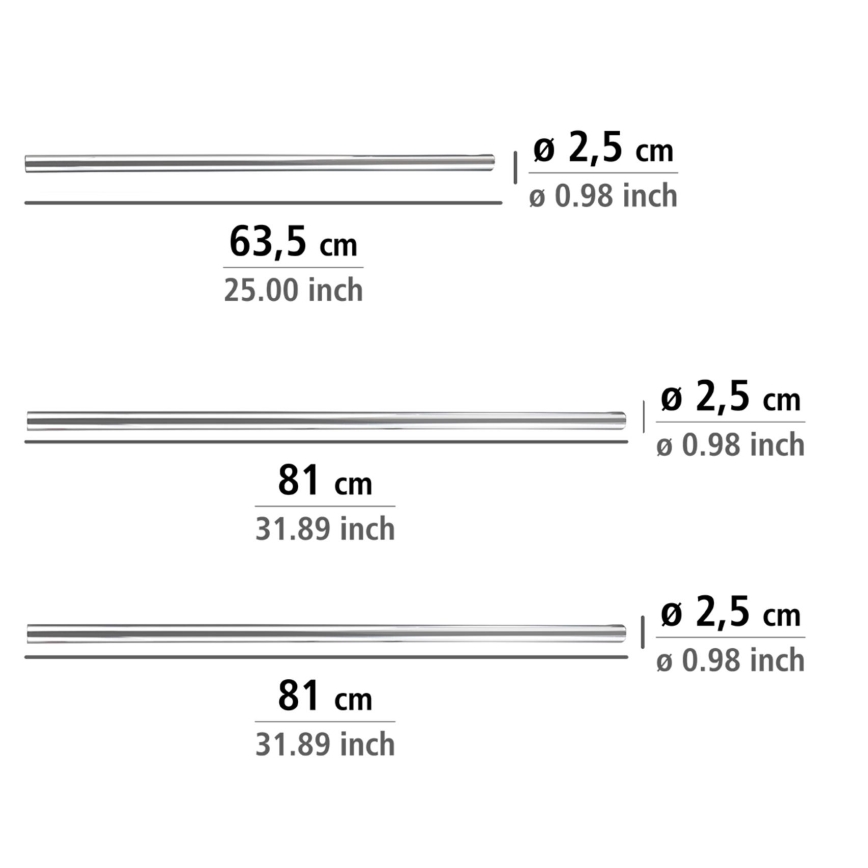 WENKO 19218100 - UNIVERSAL Rod 2.5 x 2.5 cm chrome/white
