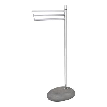 WENKO 19493100 - PEBBLE STONE Towel Stand 38x84 cm Polished Chrome/Grey